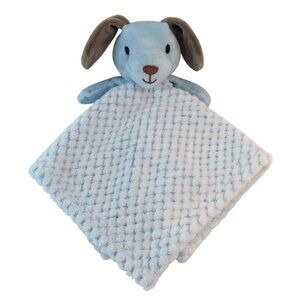 Okie Dokie Blue Puppy Dog Lovey 13" Minky Dots Baby Security Blanket